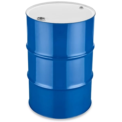 Blue industrial solvent drum